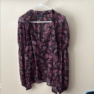 Floral Black and Pink Women's Top